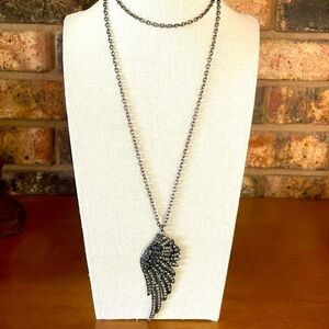 Angel Wing Marcasite and rhinestone pendant and Necklace